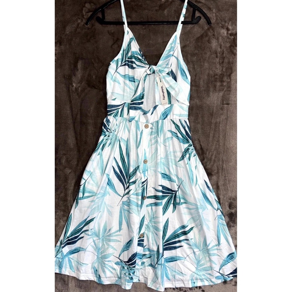 VOTEPRETTY Womens Tropical Sundress Medium Tie Front Button Front Summer NWT - Picture 2 of 11